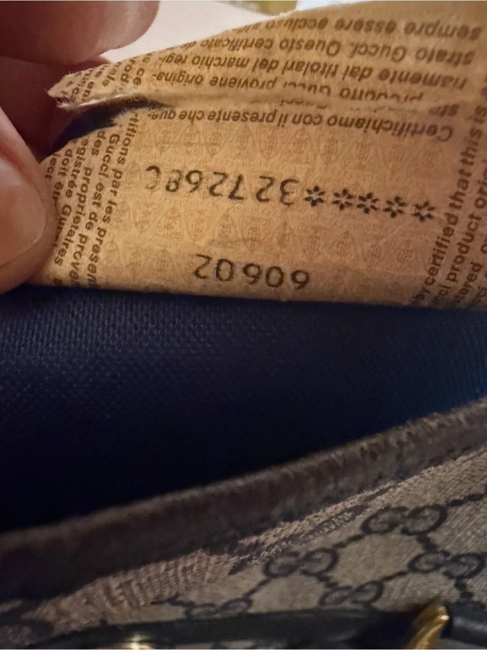 Gucci Vintage Navy Blue and Beige GG Canvas Tote